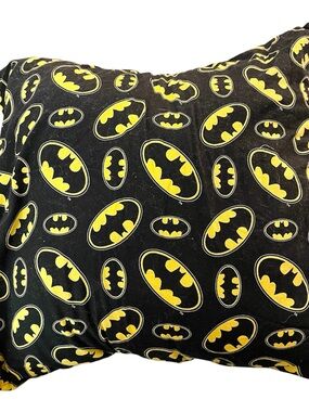 Batman Logo Black and Yellow Pillowcase - Hand Sewed - Pillow Cover